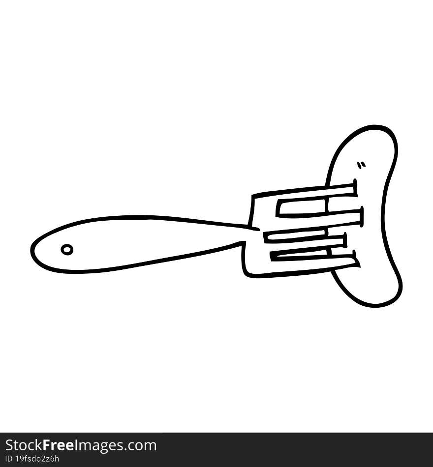 Line Drawing Cartoon Sausage On Fork