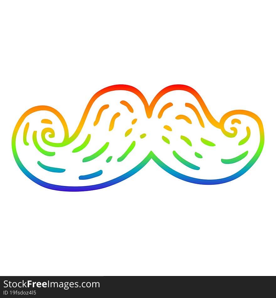 rainbow gradient line drawing cartoon curly mustache