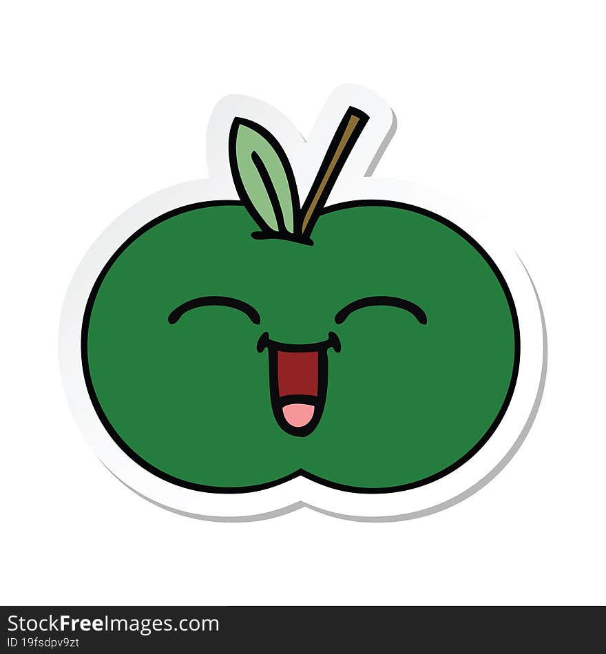 Sticker Of A Cute Cartoon Juicy Apple