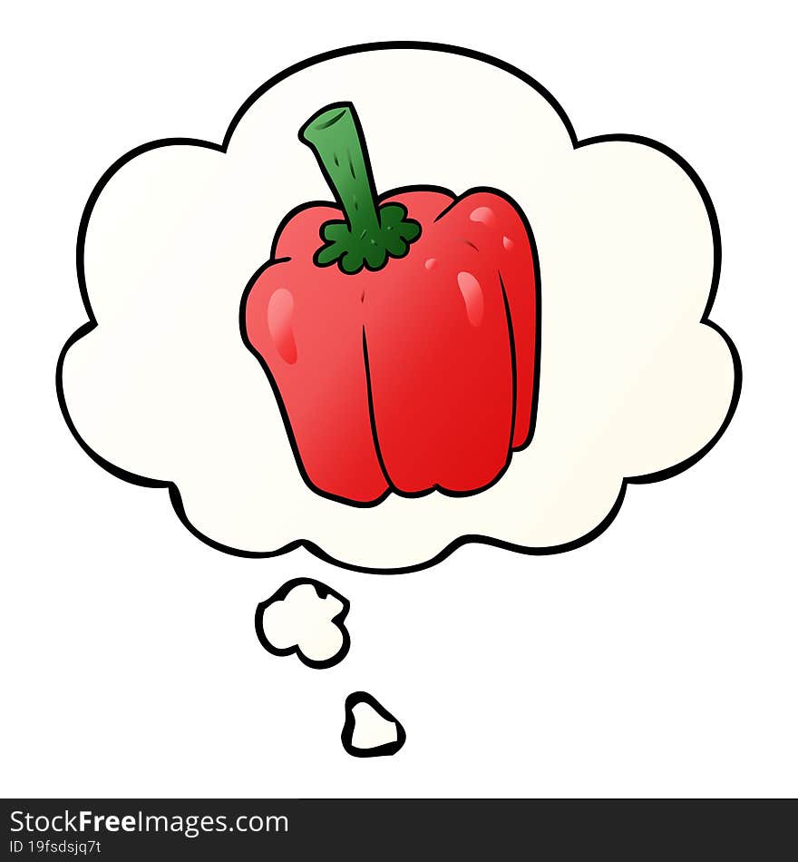 Cartoon Pepper And Thought Bubble In Smooth Gradient Style