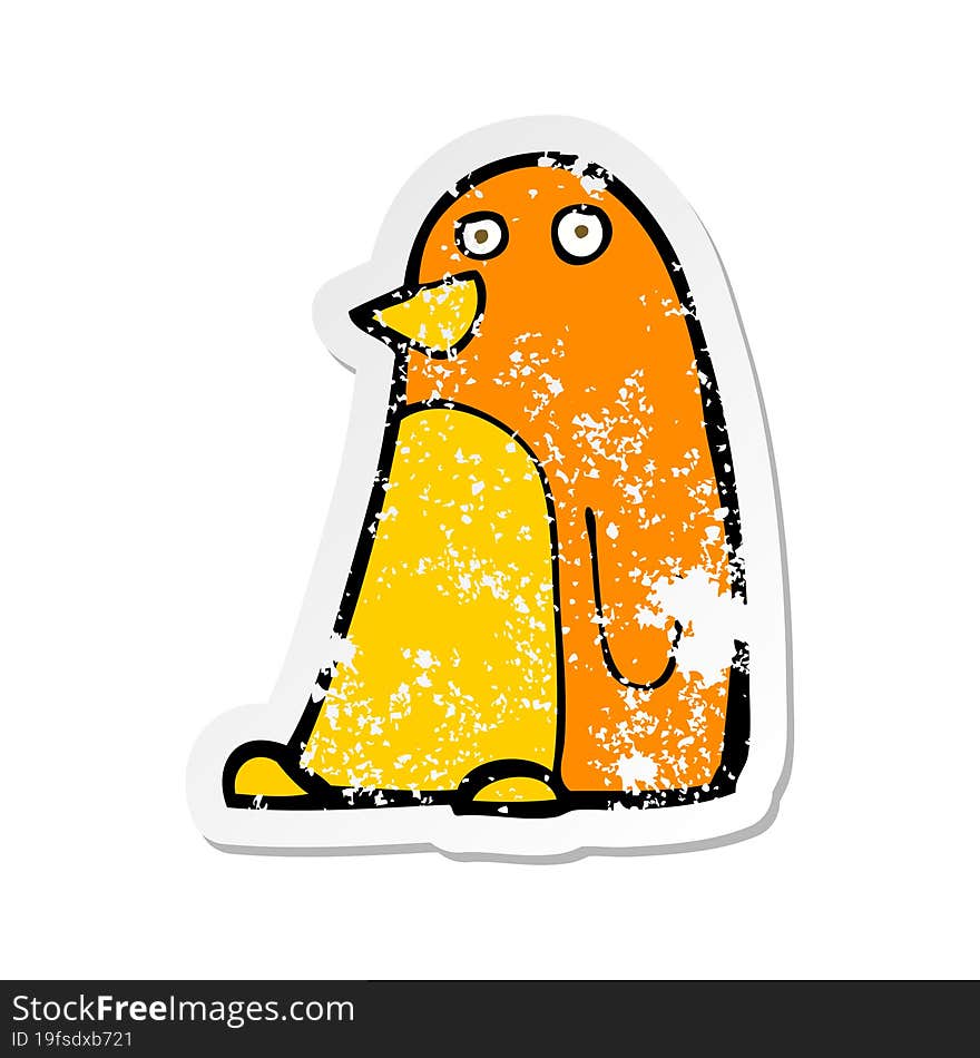 retro distressed sticker of a cartoon bird