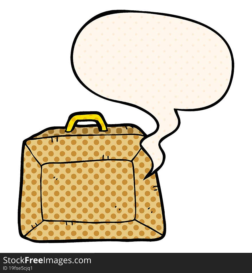 Cartoon Budget Briefcase And Speech Bubble In Comic Book Style