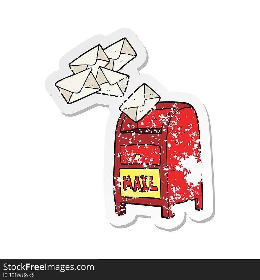 Retro Distressed Sticker Of A Cartoon Mail Box