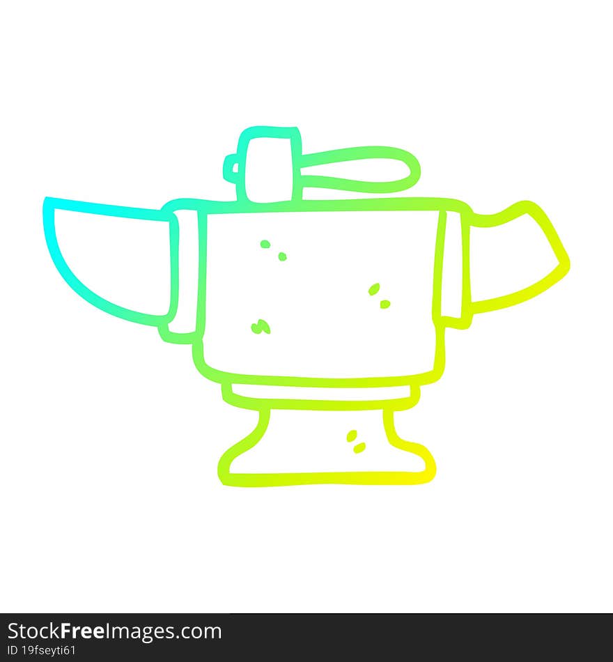 cold gradient line drawing cartoon heavy old anvil