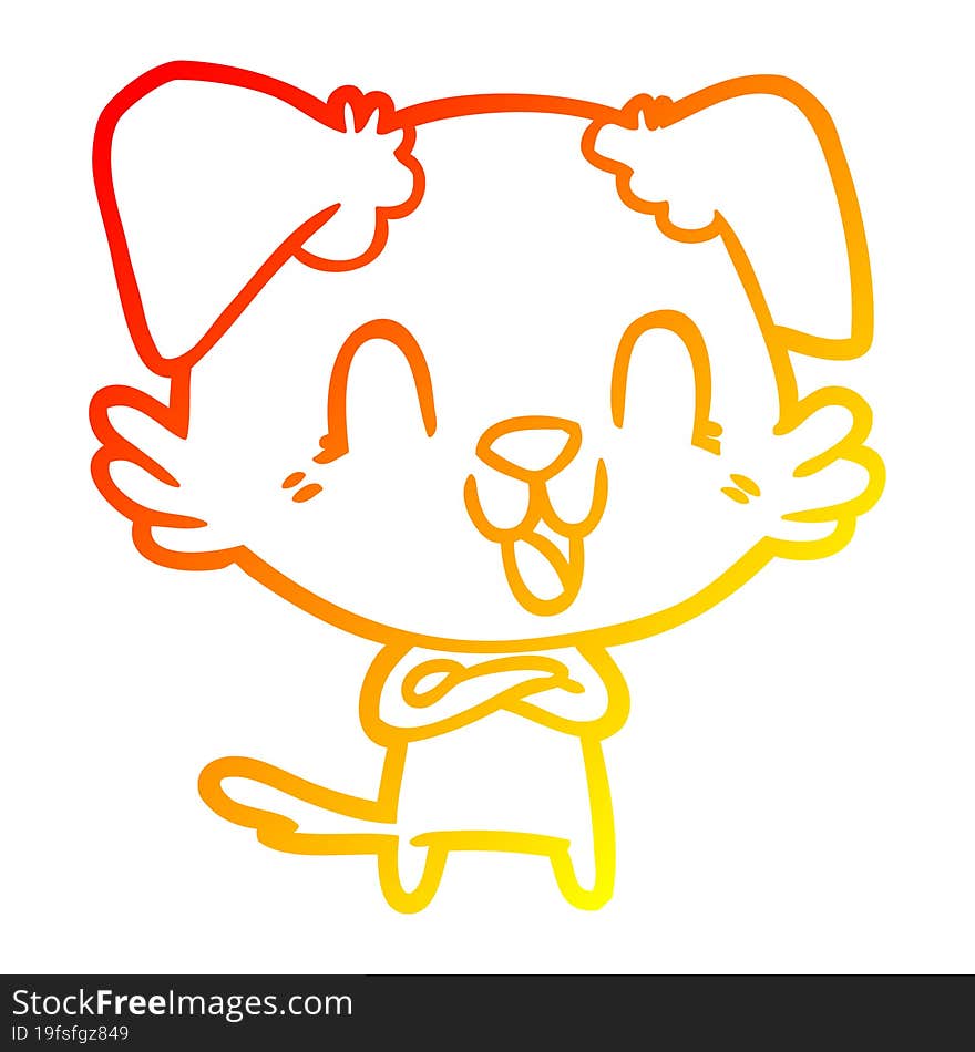 warm gradient line drawing laughing cartoon dog