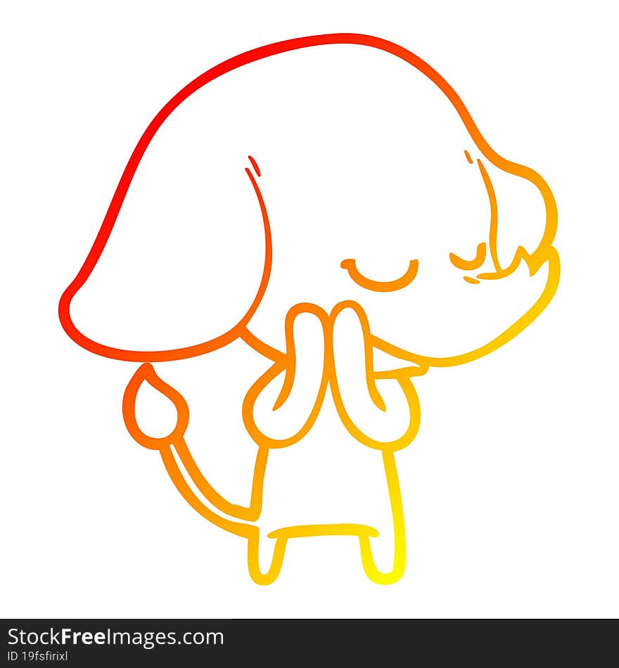 warm gradient line drawing cartoon smiling elephant