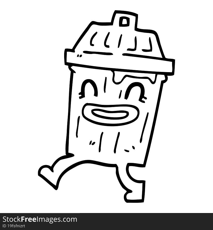 Line Drawing Cartoon Waste Bin