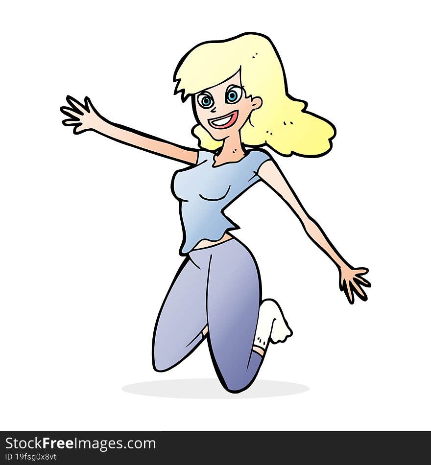 Cartoon Jumping Woman