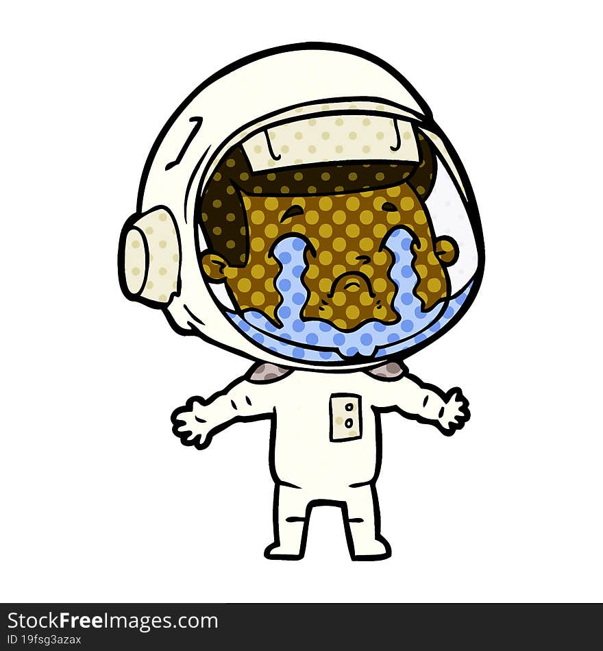 cartoon crying astronaut. cartoon crying astronaut