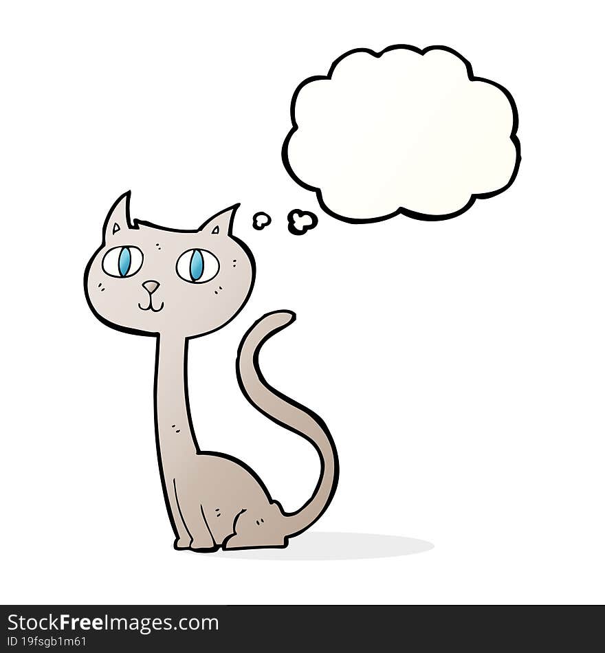 cartoon cat with thought bubble