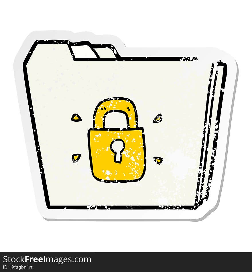 Distressed Sticker Of A Cartoon Locked Files