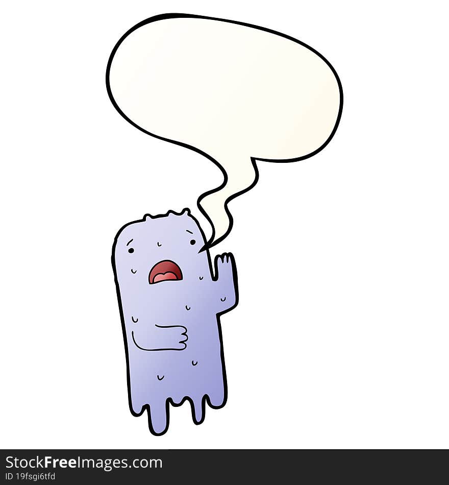 cartoon ghost and speech bubble in smooth gradient style