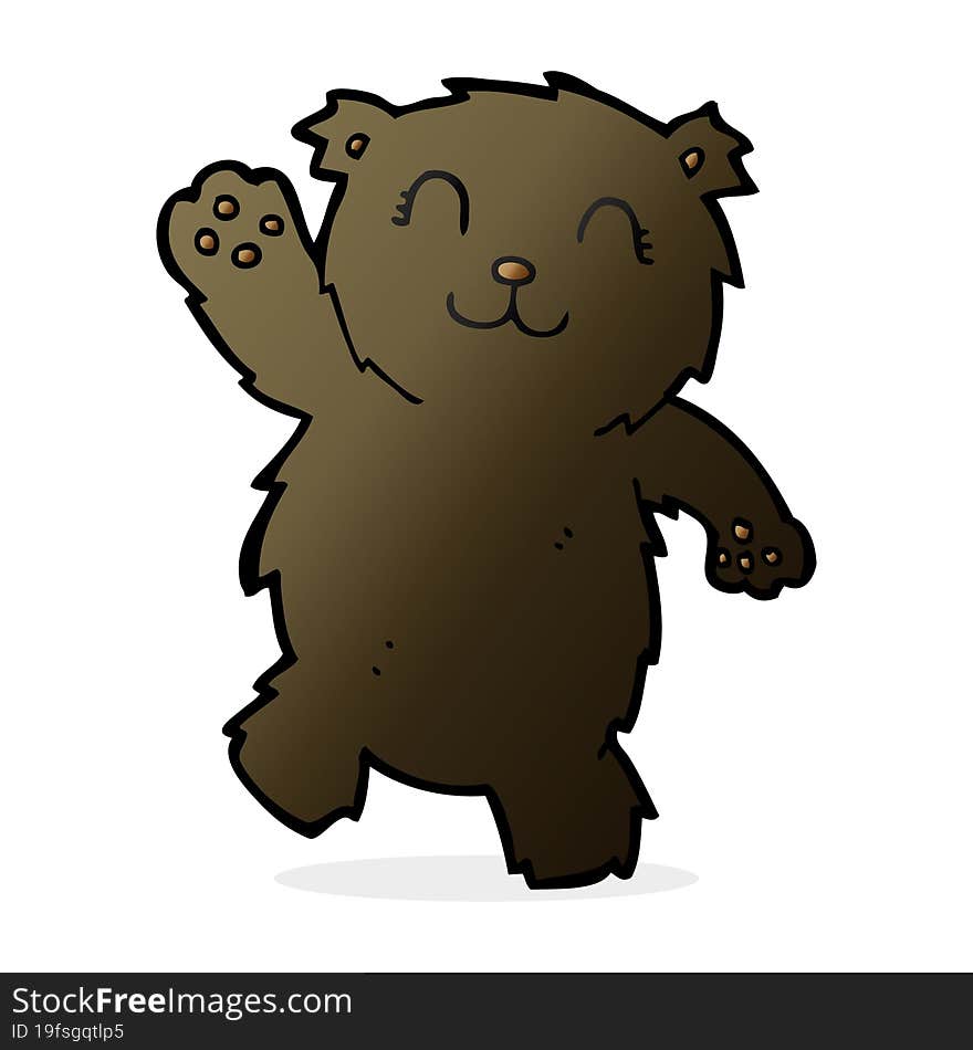 cartoon waving black bear