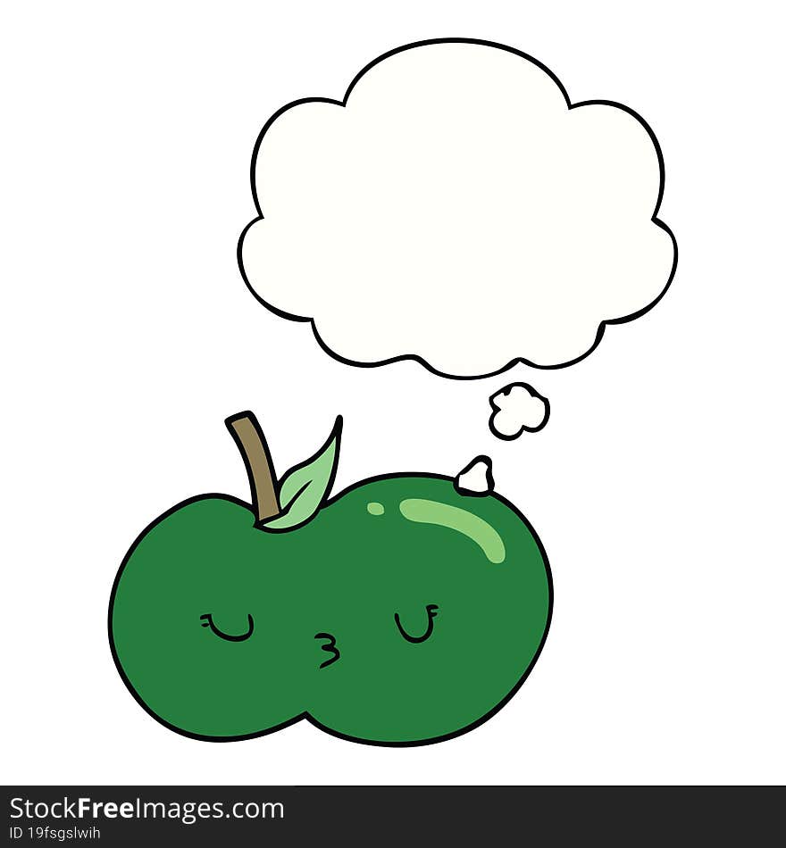 Cartoon Cute Apple And Thought Bubble