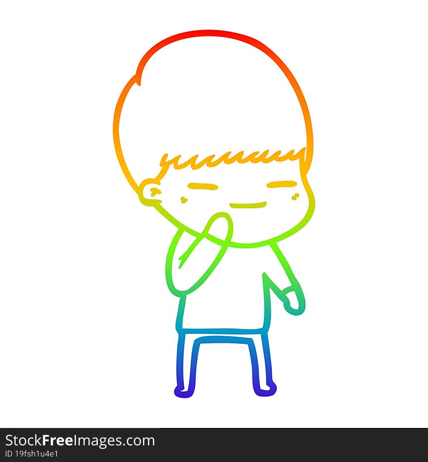 rainbow gradient line drawing cartoon smug boy