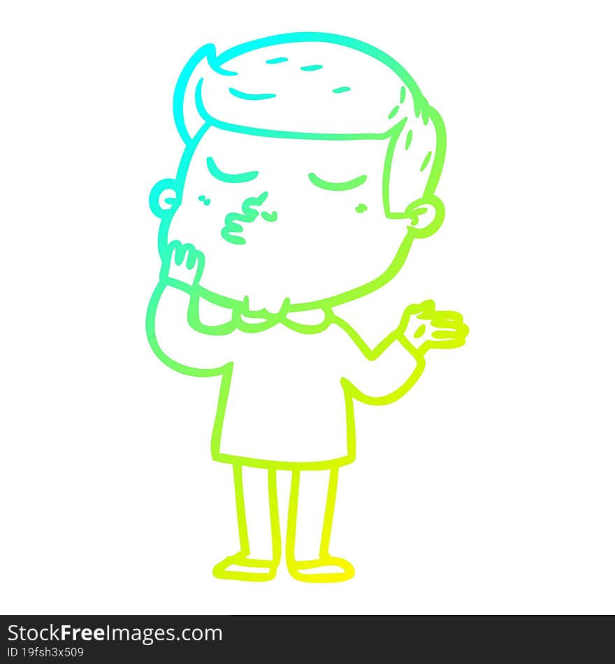 cold gradient line drawing of a cartoon model guy pouting