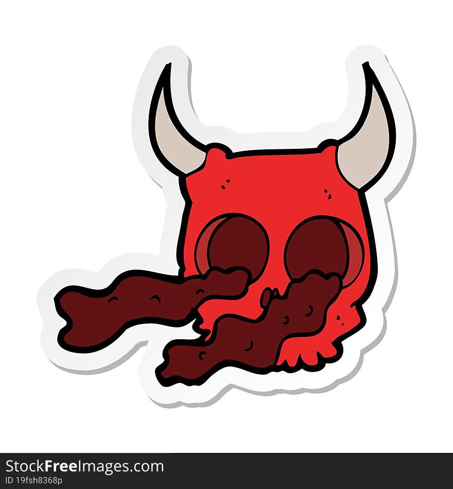 sticker of a cartoon halloween skull