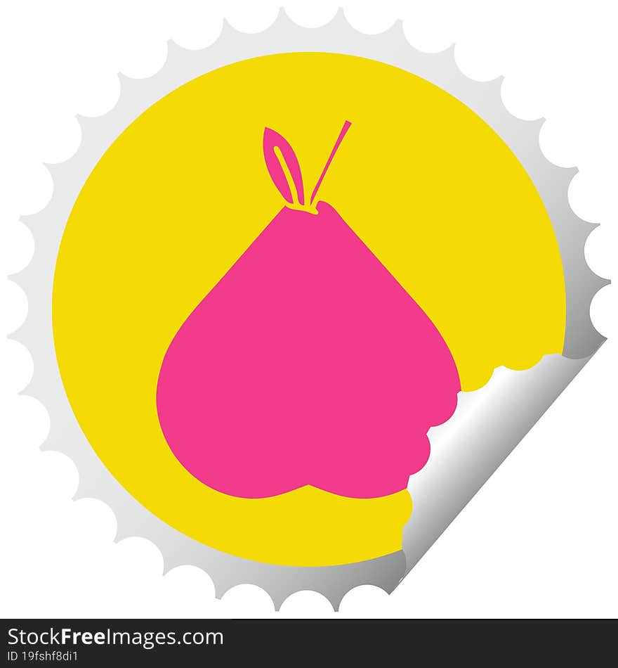 circular peeling sticker cartoon of a green pear