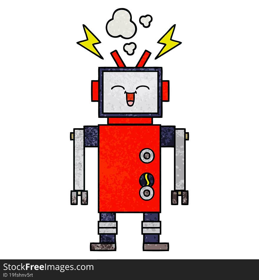 Retro Grunge Texture Cartoon Robot