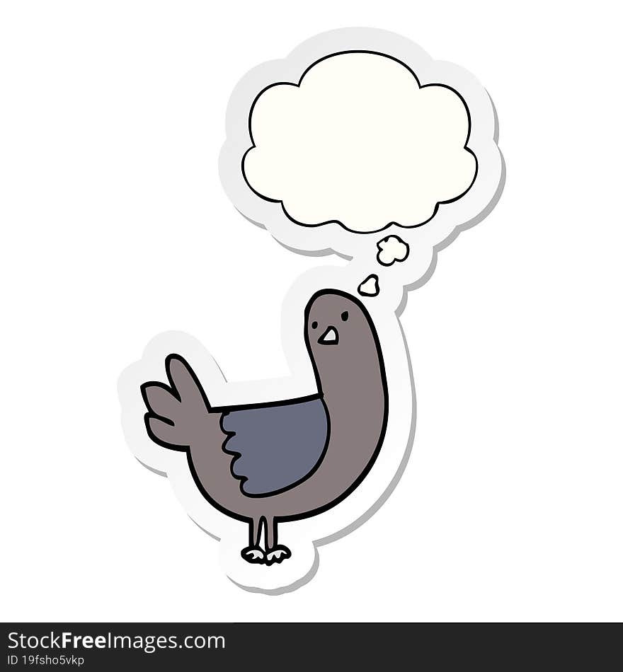 cartoon pigeon and thought bubble as a printed sticker