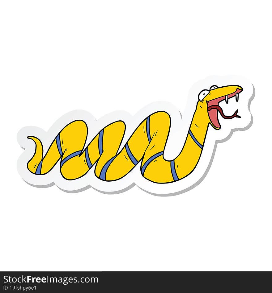 sticker of a cartoon crawling snake