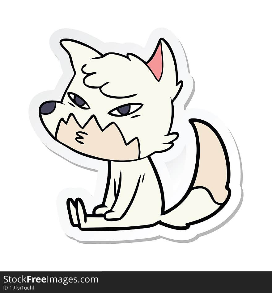 Sticker Of A Clever Cartoon Fox