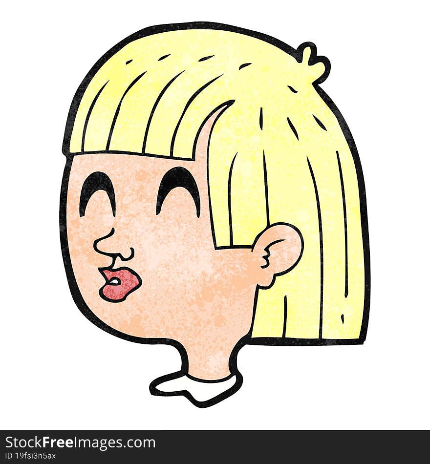 freehand textured cartoon female face