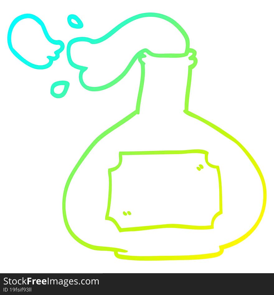 cold gradient line drawing of a cartoon potion bottle