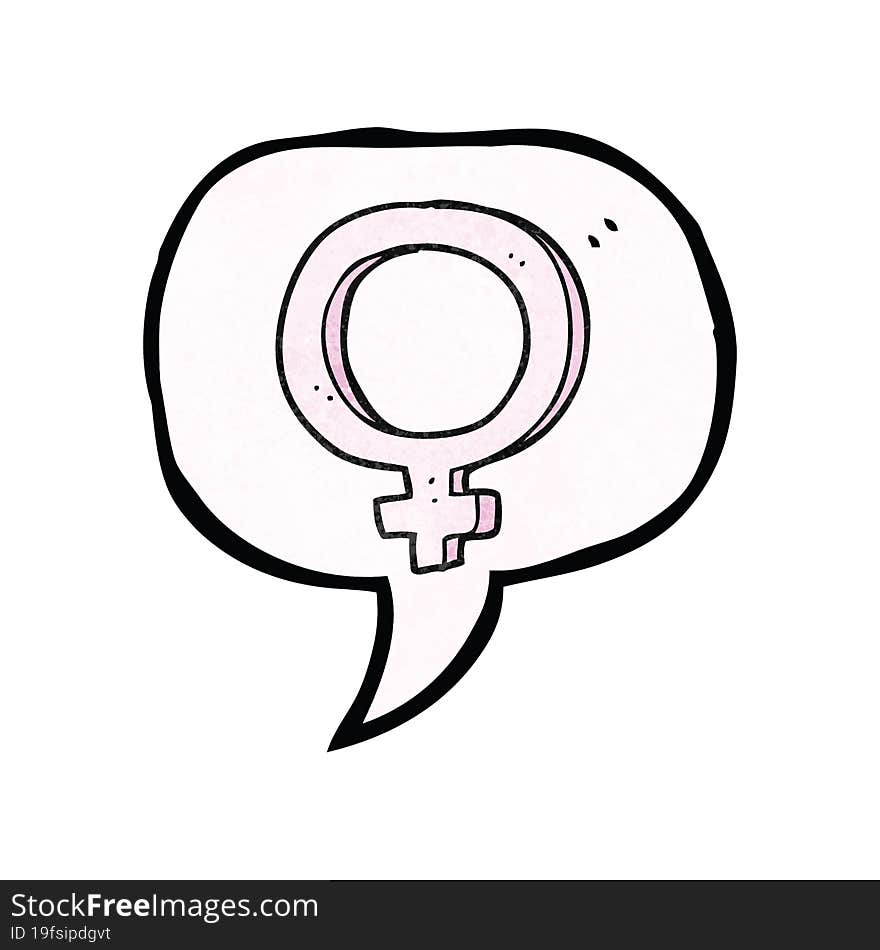 speech bubble textured cartoon female symbol