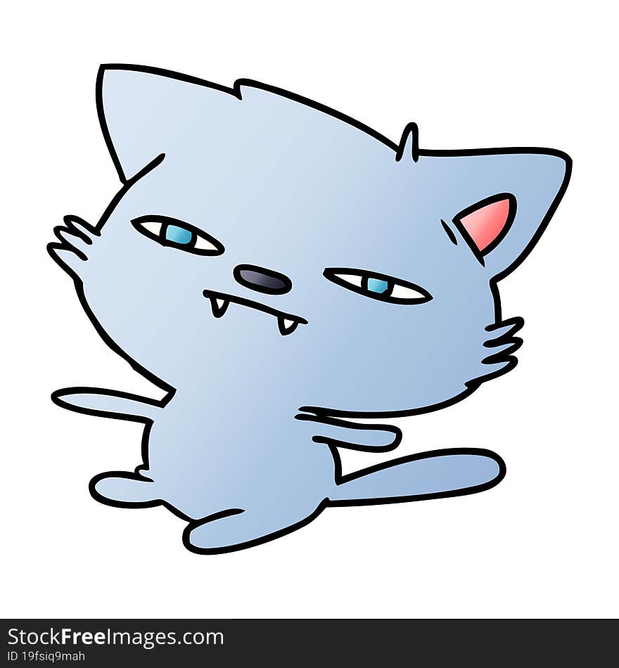 gradient cartoon of cute kawaii cat