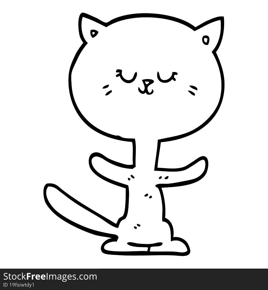 line drawing cartoon dancing cat