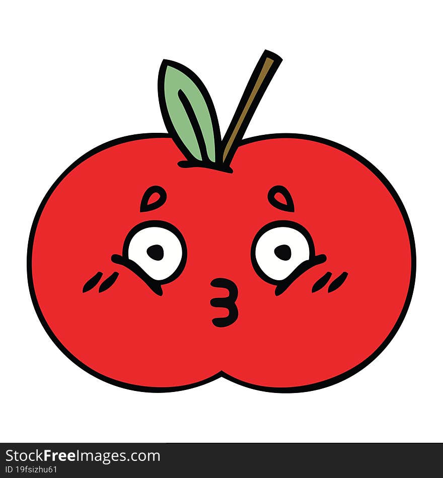 cute cartoon of a red apple. cute cartoon of a red apple