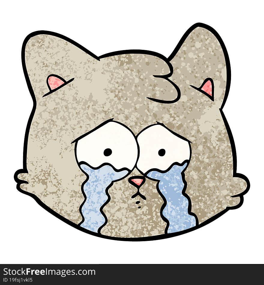 crying cartoon cat face. crying cartoon cat face