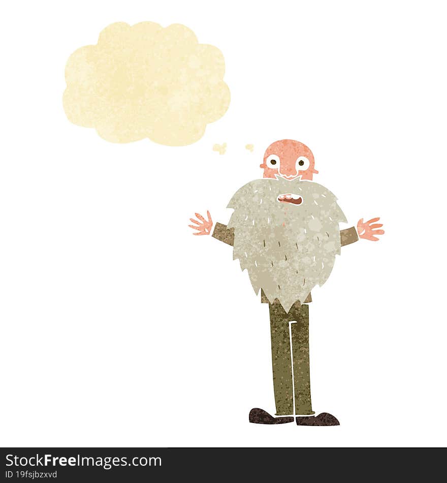 Cartoon Bearded Old Man With Thought Bubble