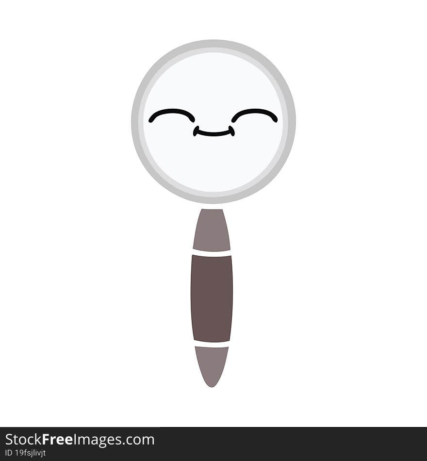 flat color retro cartoon of a magnifying glass