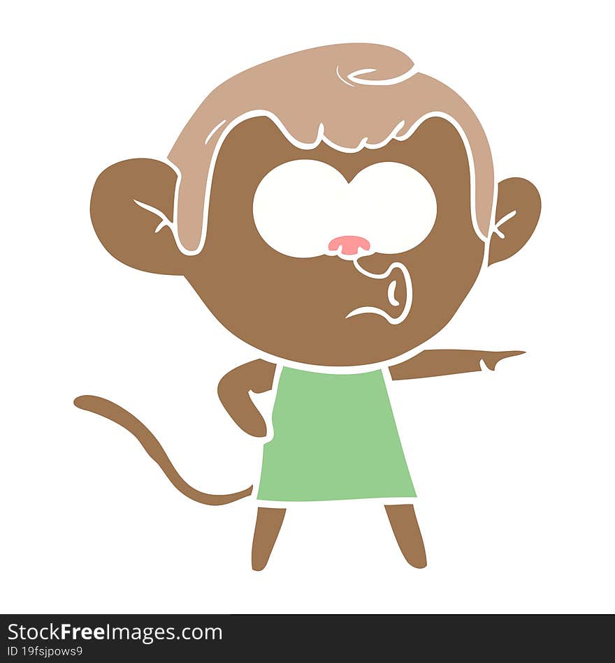 flat color style cartoon pointing monkey