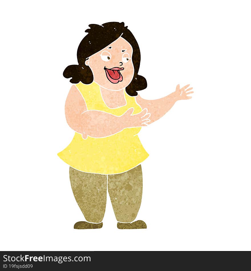 Cartoon Happy Fat Woman