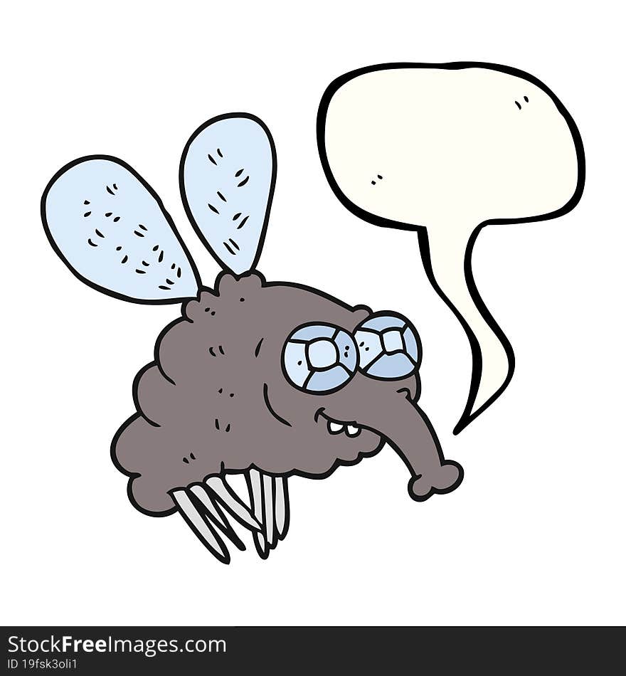 freehand drawn speech bubble cartoon fly