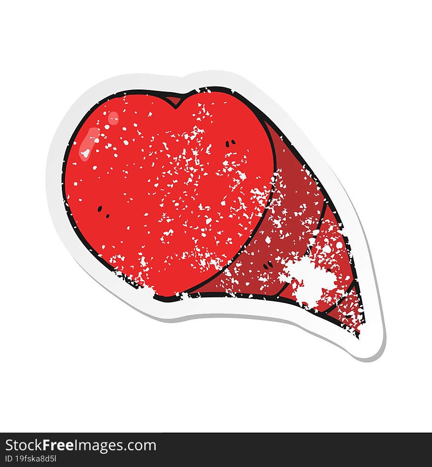 distressed sticker of a cartoon love heart symbol