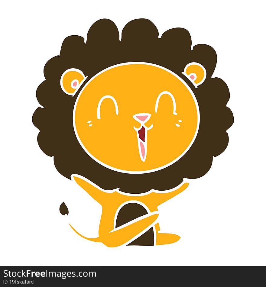 Laughing Lion Flat Color Style Cartoon