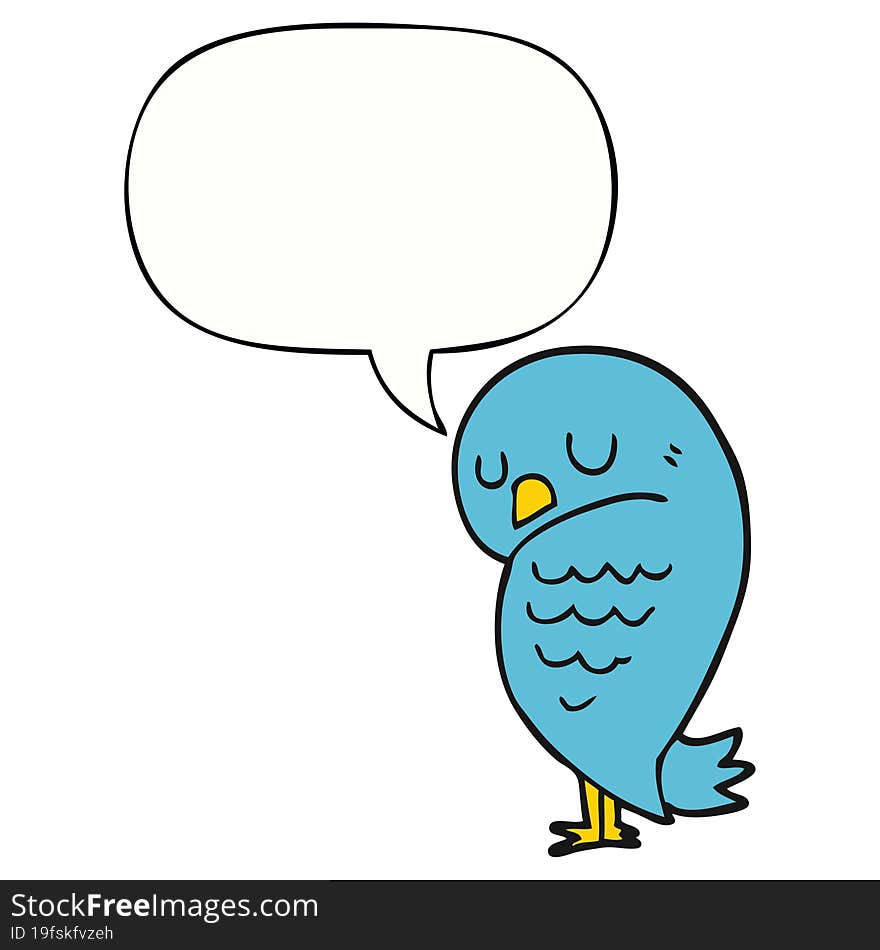 cartoon bird and speech bubble