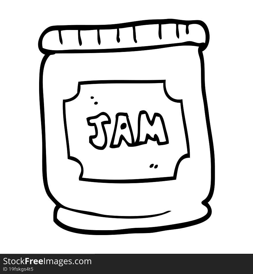 Line Drawing Cartoon Jam Pot