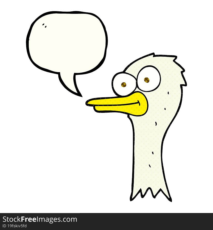 freehand drawn comic book speech bubble cartoon ostrich head