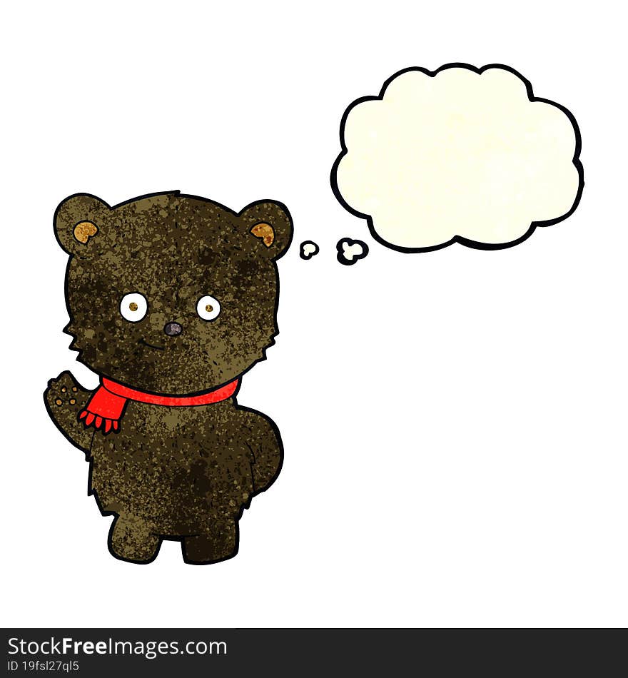 cute cartoon black bear with thought bubble