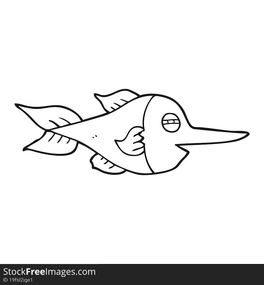 Black And White Cartoon Swordfish