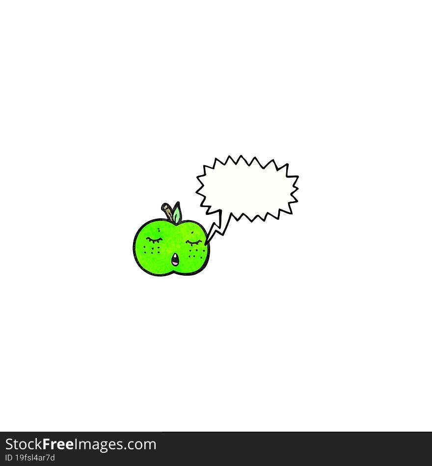 cute cartoon apple with speech bubble