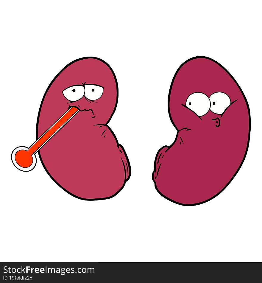 cartoon unhealthy kidney. cartoon unhealthy kidney