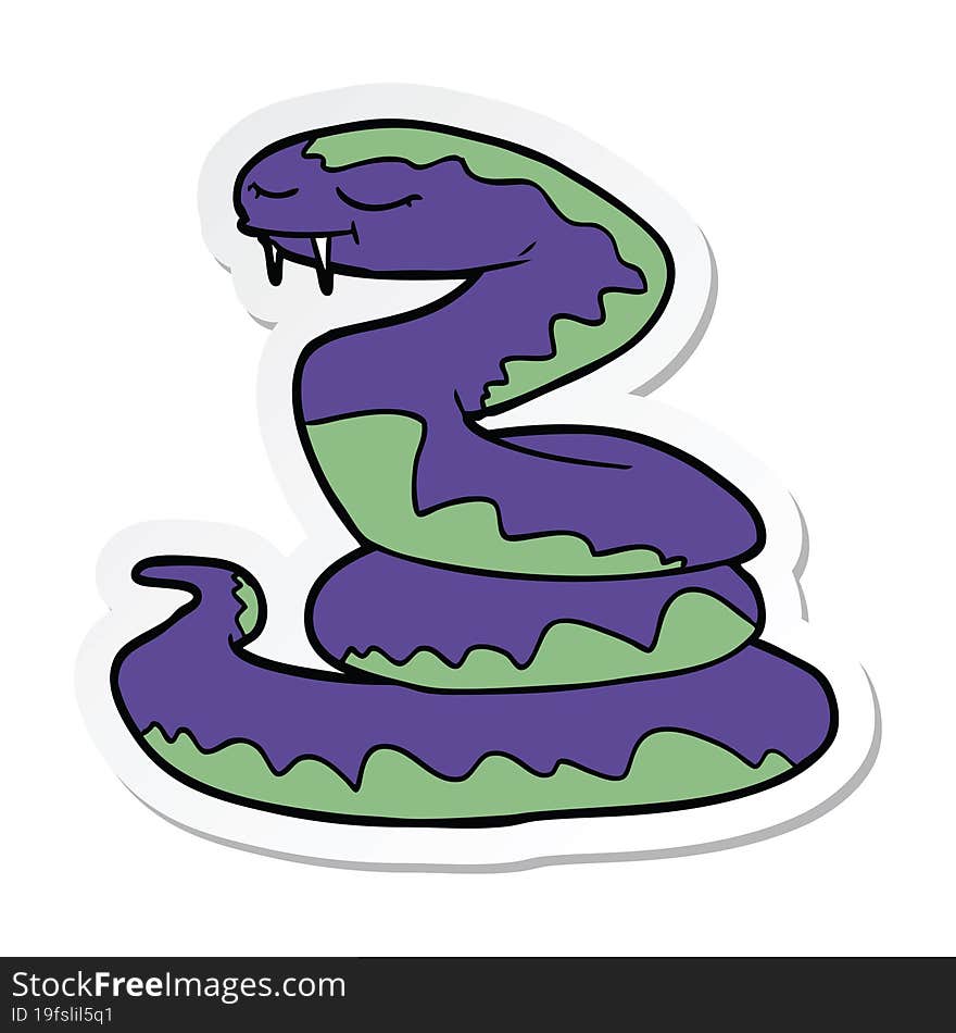 Sticker Of A Cartoon Snake