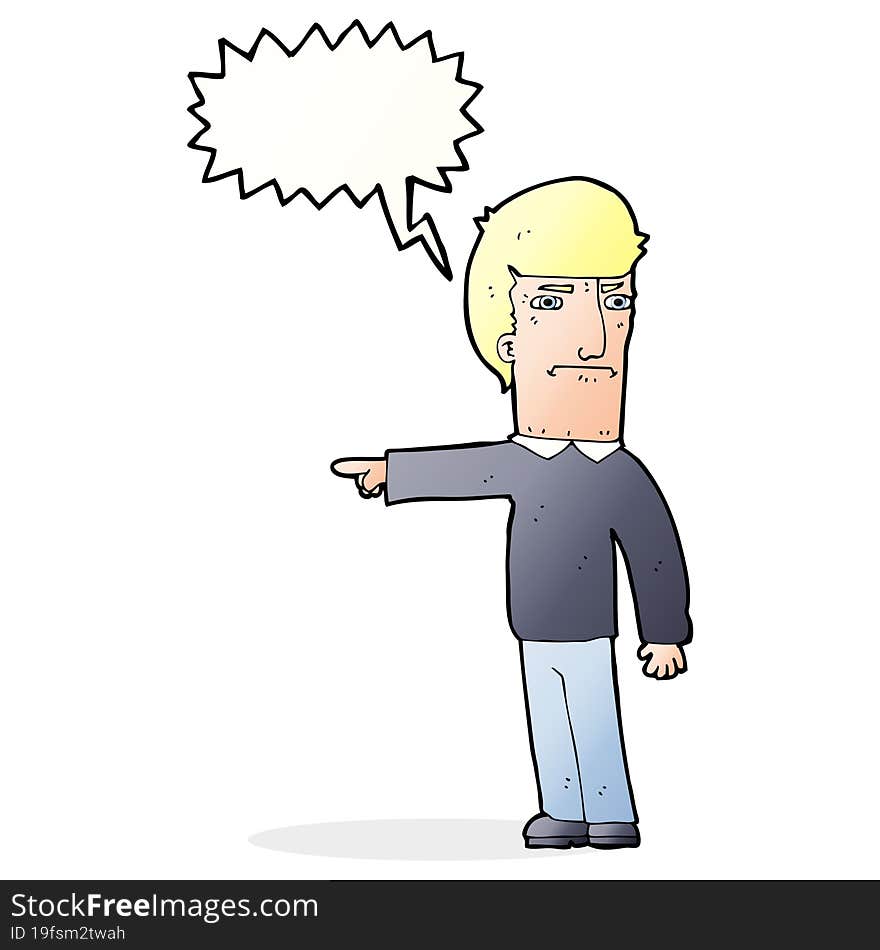 cartoon man pointing with speech bubble