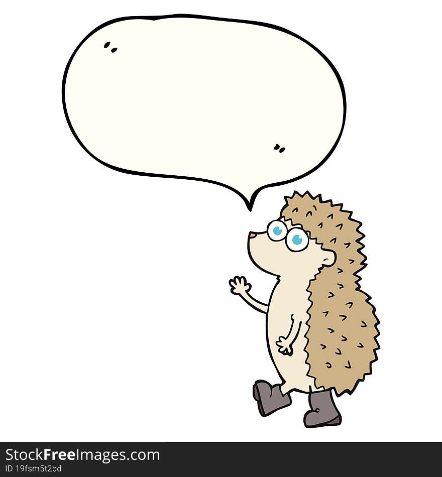 cute speech bubble cartoon hedgehog